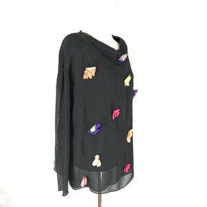 💐 Dolce & Gabbana Silk Floral Appliqué Blouse Top